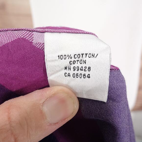 Bugatchi Uomo Shirt Mens Large Purple Pink Plaid Shaped Fit Button Up Cotton - Picture 9 of 10